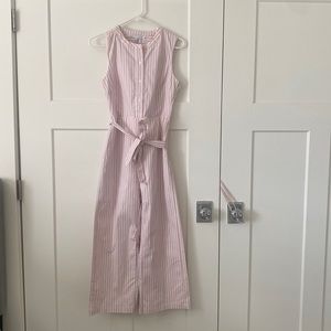 pink and white striped jumpsuit